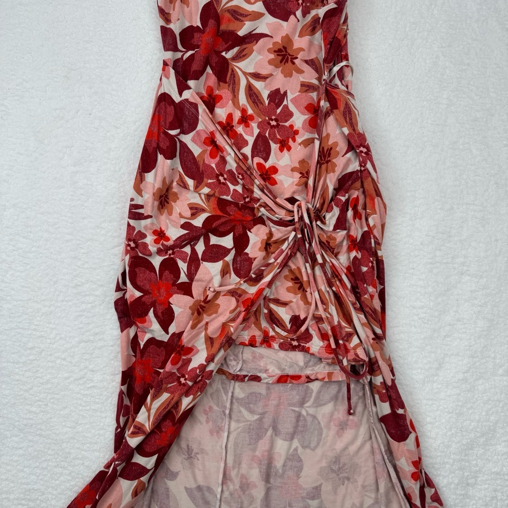 Free People Mimi Tropical Floral Dress High Slit Open Back Maxi Large - Picture 10 of 16